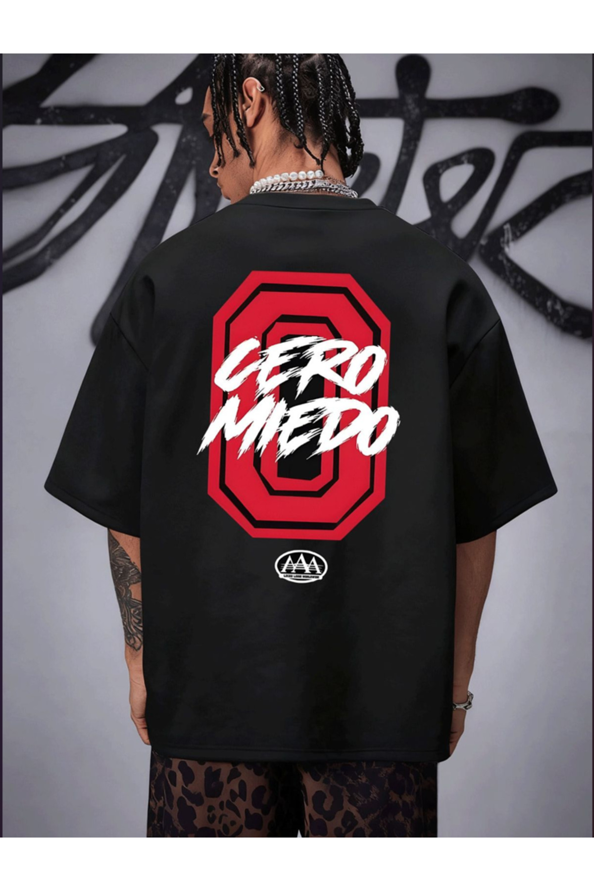 SIYAH Sırt Baskılı Streetwear Unisex Premium T-Shirt - Siyah
