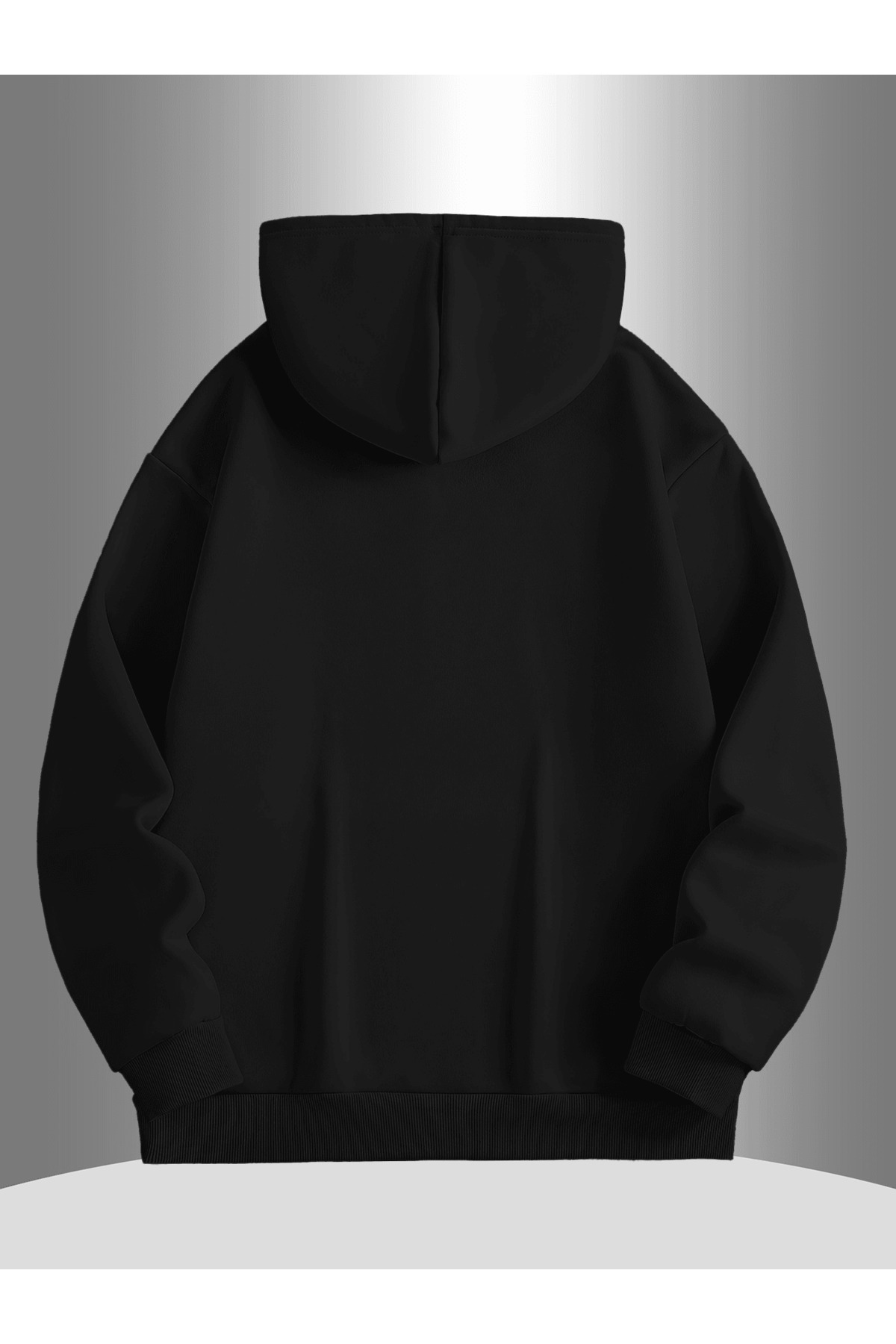 Unisex Oversize Kapüşonlu Sweatshirt Paris Yazılı - Siyah