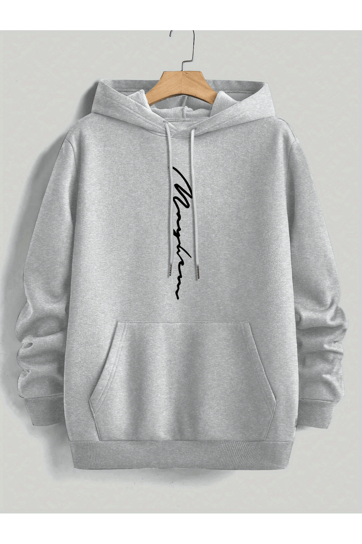Unisex Oversize Kapüşonlu Sweatshirt Maybe Yazılı - Gri