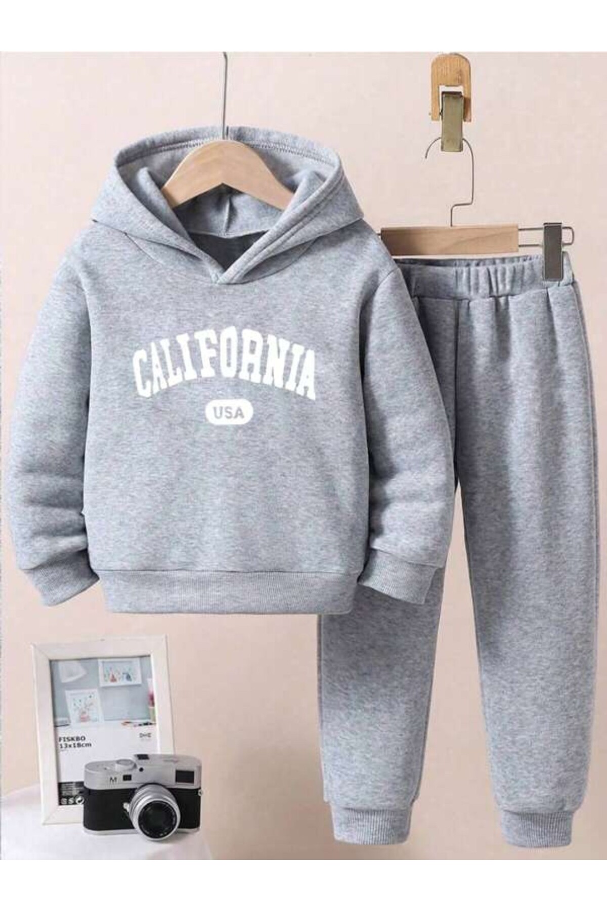 California USA Baskılı Unisex Eşofman Takımı - Gri