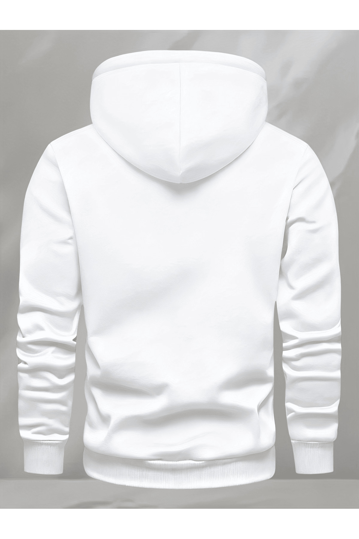 Unisex Oversize Kapüşonlu Sweatshirt Şimşek Desenli - Beyaz