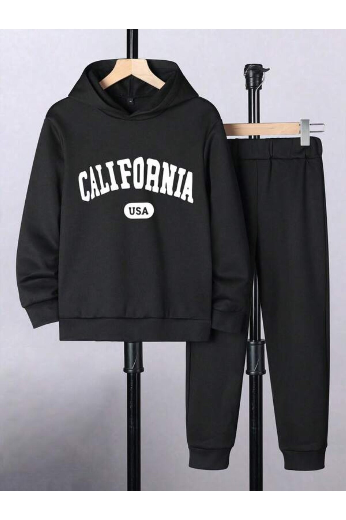 California USA Baskılı Unisex Eşofman Takımı - Siyah