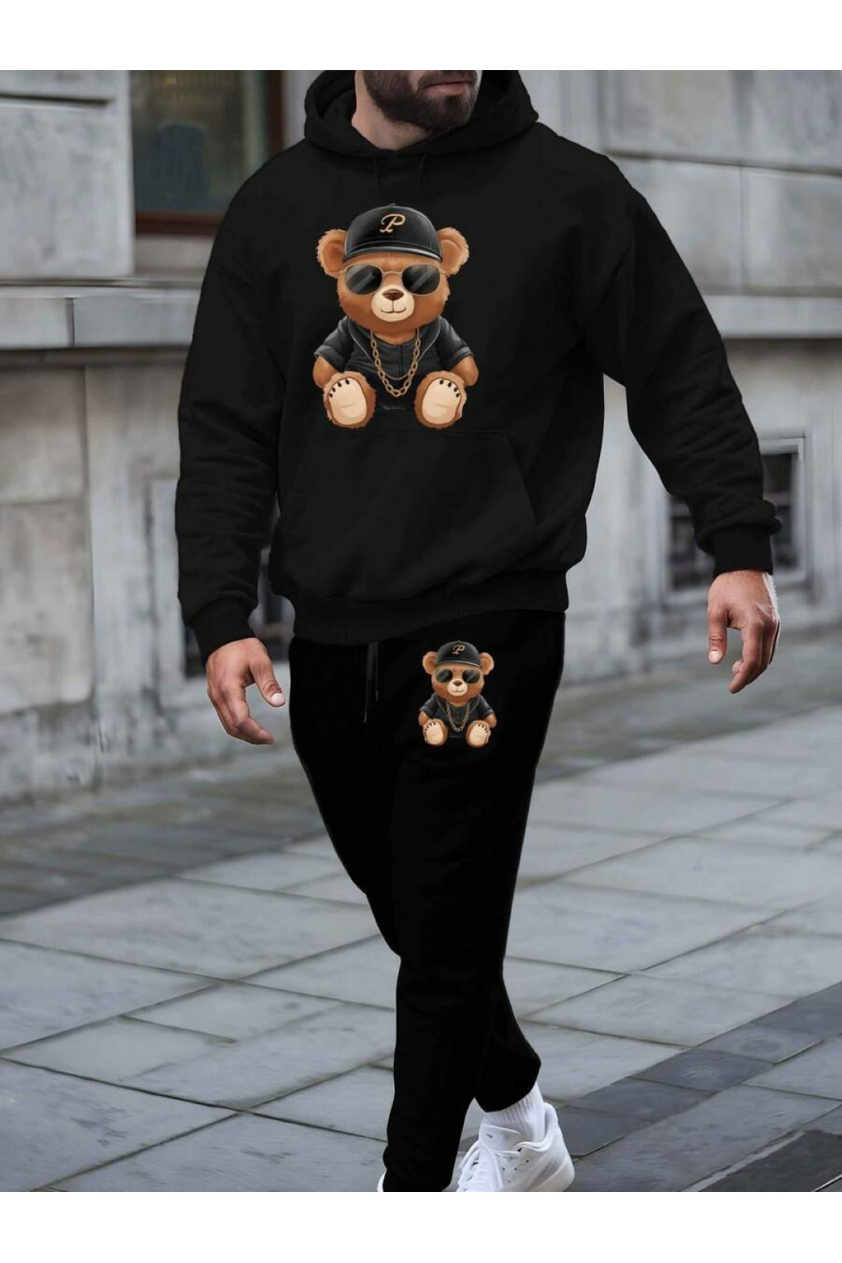 Teddy Gang Baskılı Unisex Eşofman Takımı - Siyah